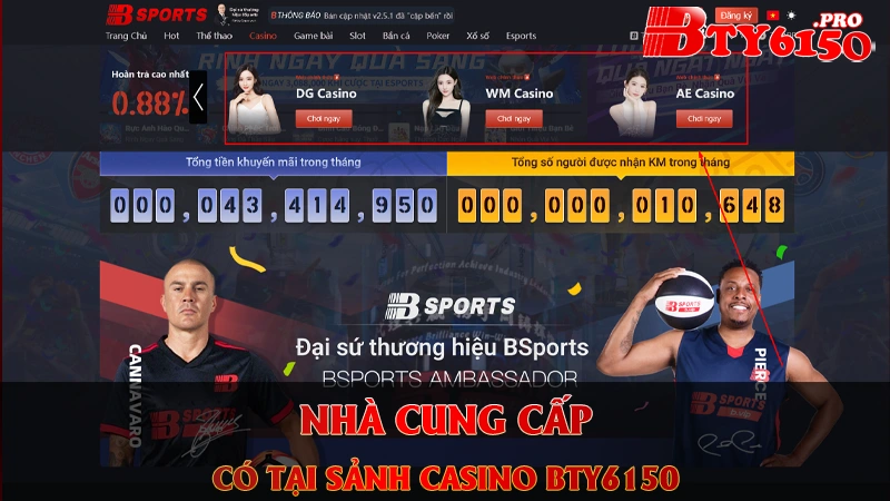 Các nhà cung cấp tại Casino Bty6150